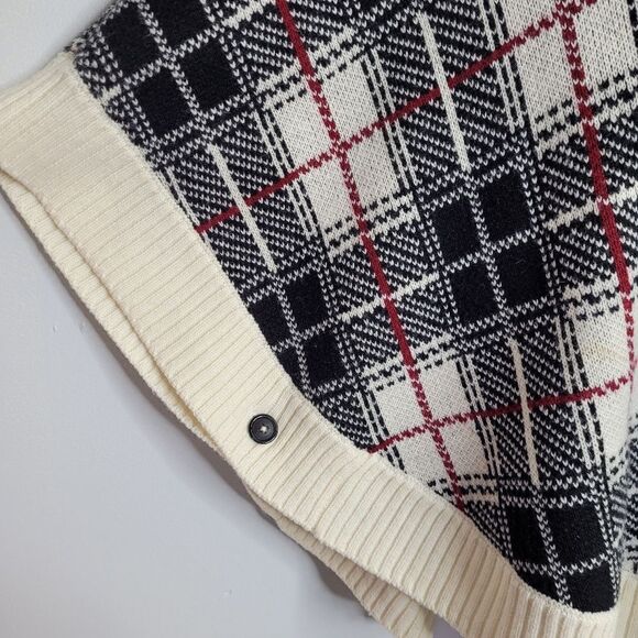 TALBOTS plaid lambswool blend knit light academia sweater poncho XS - Picture 4 of 8